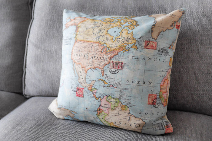 World Map Pillow