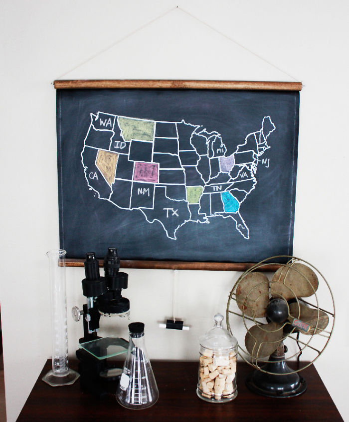 Chalkboard Color Inn Map Of The Usa