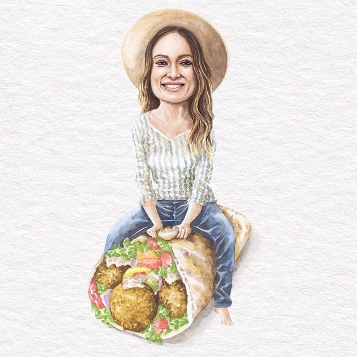 Olivia Wilde On A Falafel Pita Wrap