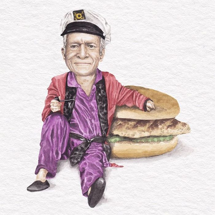 Hugh Hefner On A Grilled Chicken Breast