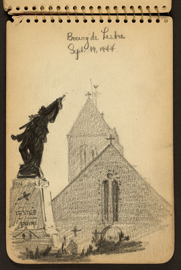 Bourg de Lestre. Church And World War I Monument In Lestre, Manche, France