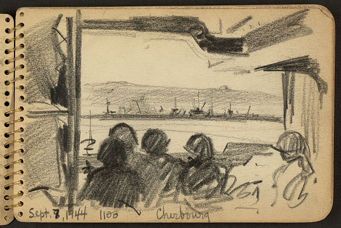Soldiers Looking At Land In The Distance, Cherbourg