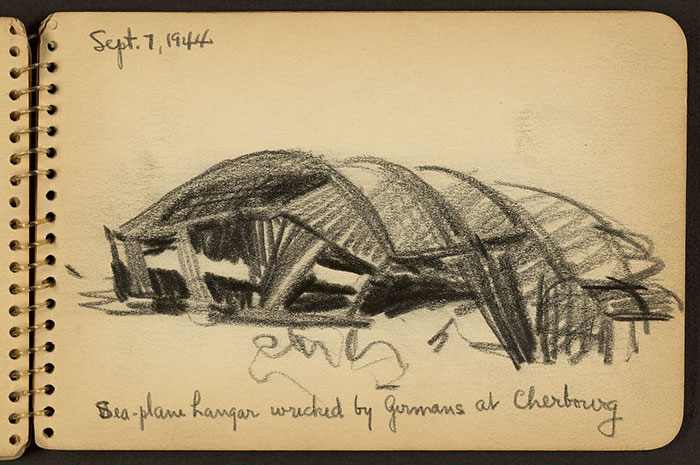 Sea-Plane Hangar Wrecked By Germans At Cherbourg, France