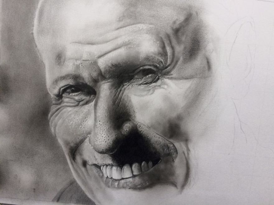 Belgian Artist Shows Steps It Took For This Portrait