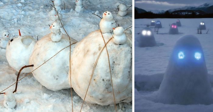 92 Hilariously Creative Snowmen That Would Make Calvin And Hobbes Proud