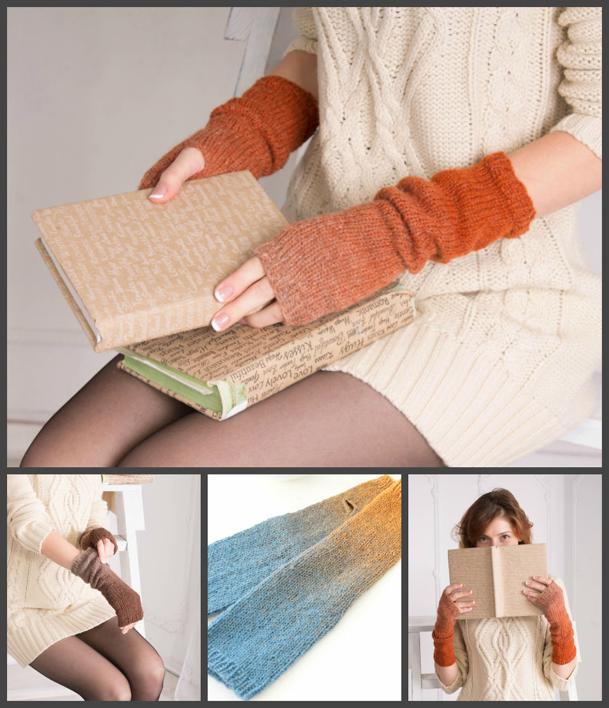 My Mom Created Beautiful Two-Colour Arm Warmers Of &lsquo;Kauni&rsquo; Threads