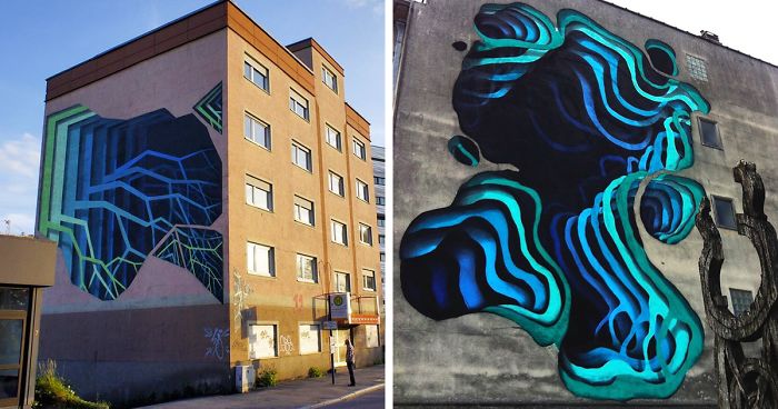 Street Artist Spray-Paints Boring Buildings With Optical Illusions That Look Like 3D Portals