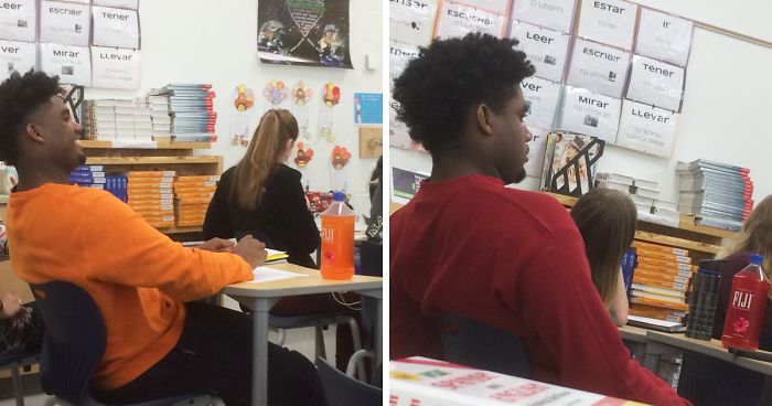 Girl Secretly Documents Her Classmate Matching His Shirt To Drink Every Day