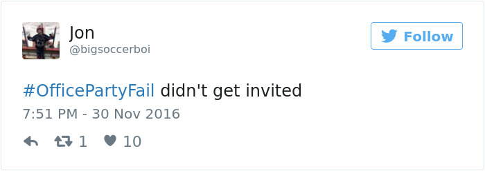 Office Party Fail Tweet