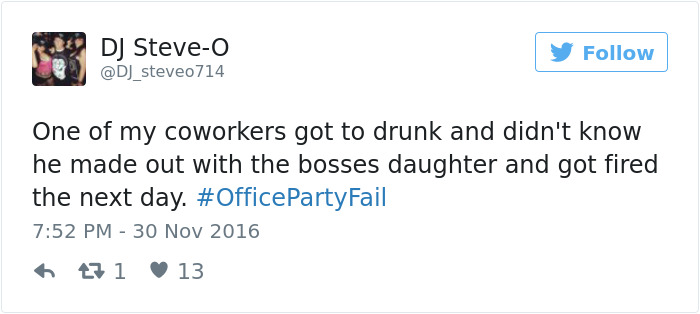 Office Party Fail Tweet