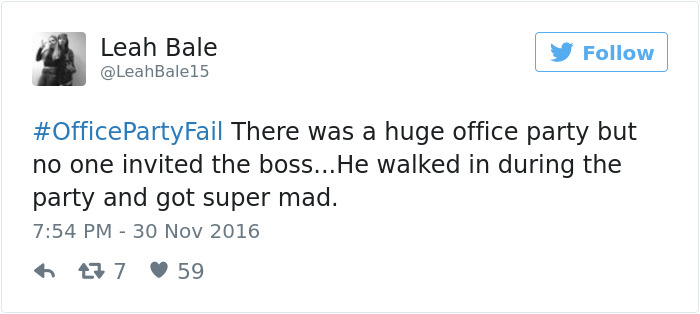 Office Party Fail Tweet
