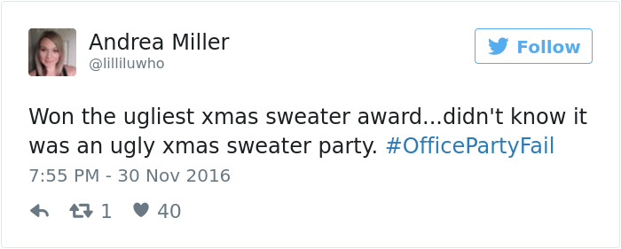 Office Party Fail Tweet