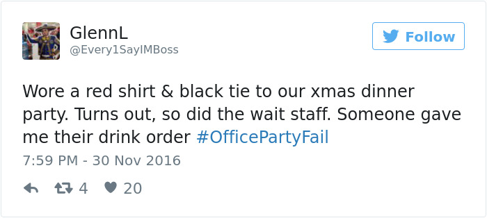 Office Party Fail Tweet
