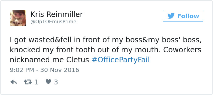 Office Party Fail Tweet