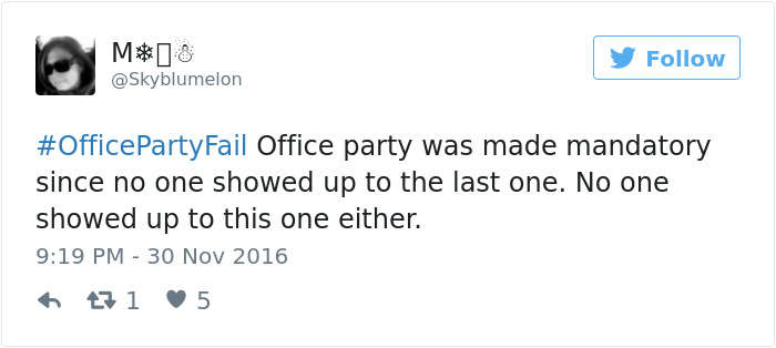 Office Party Fail Tweet
