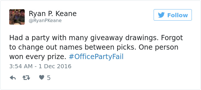 Office Party Fail Tweet