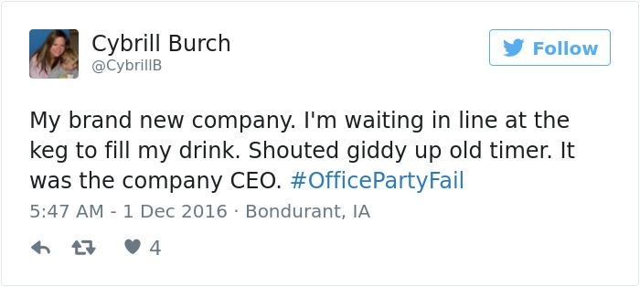 Office Party Fail Tweet