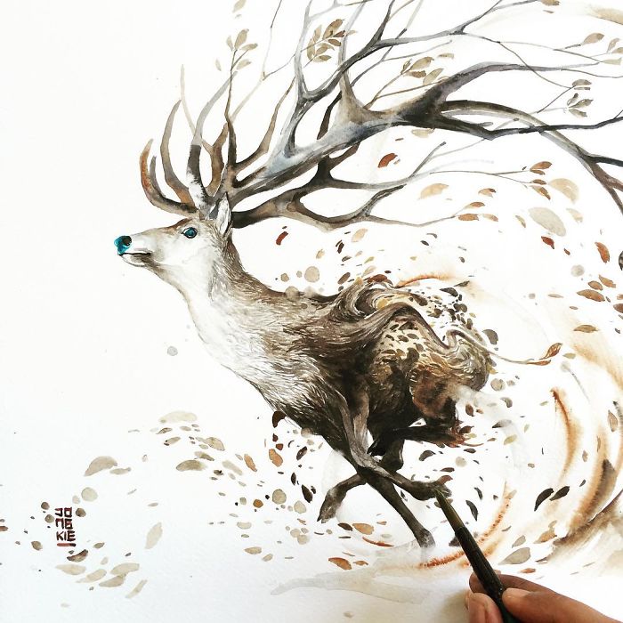 I Create Animal Spirits Trough Watercolor