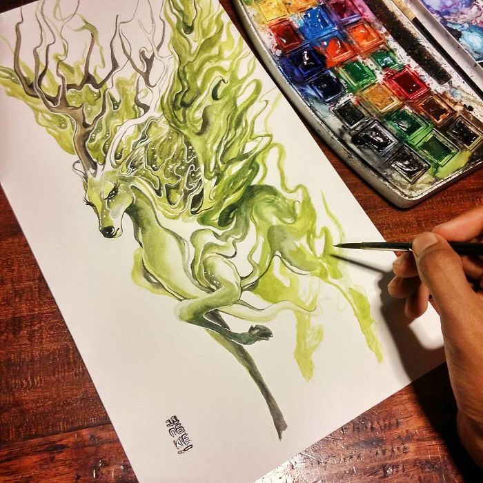 I Create Animal Spirits Trough Watercolor