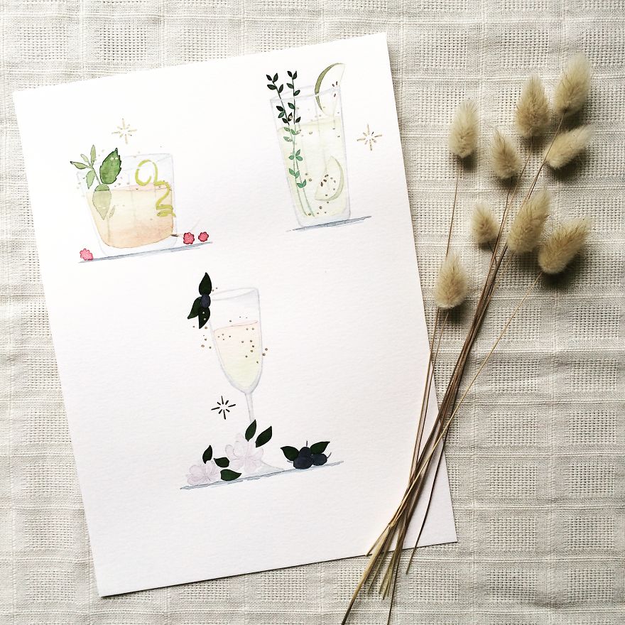 Handmade Cocktail Menu Illustrations For A Wedding