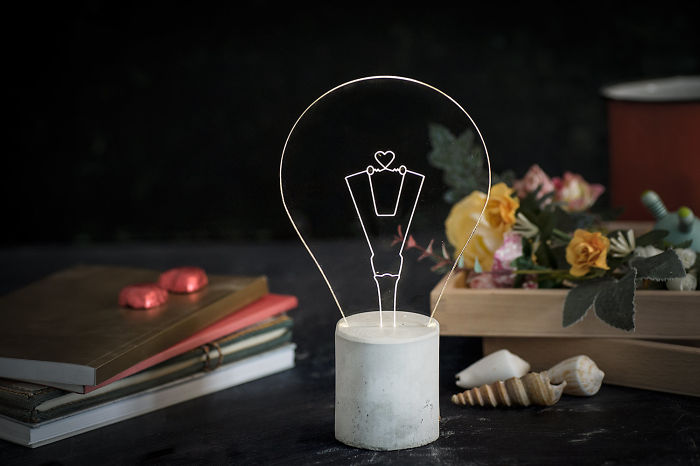 Heart Engraved Concrete Lamp