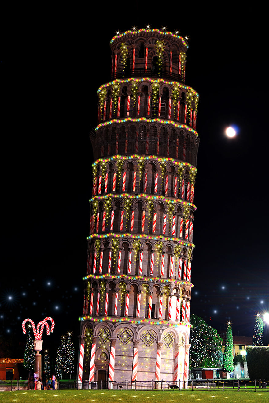 If Famous Landmarks Were Decorated For The Festive Holidays