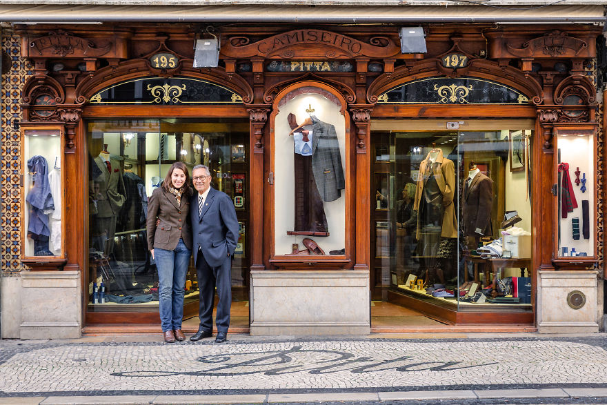 Cládia Marques And Her Grandfather Alfredo Teixeira Welcome Visitors Into Their Men’s Clothing Store