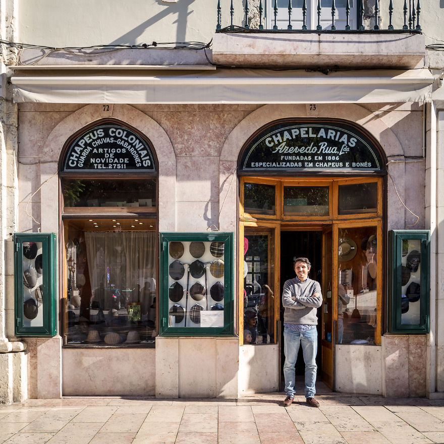 Pedro Fonseca At The Door Of Lisbon Hatmaker And Shop, Where He Is Partner And Manager