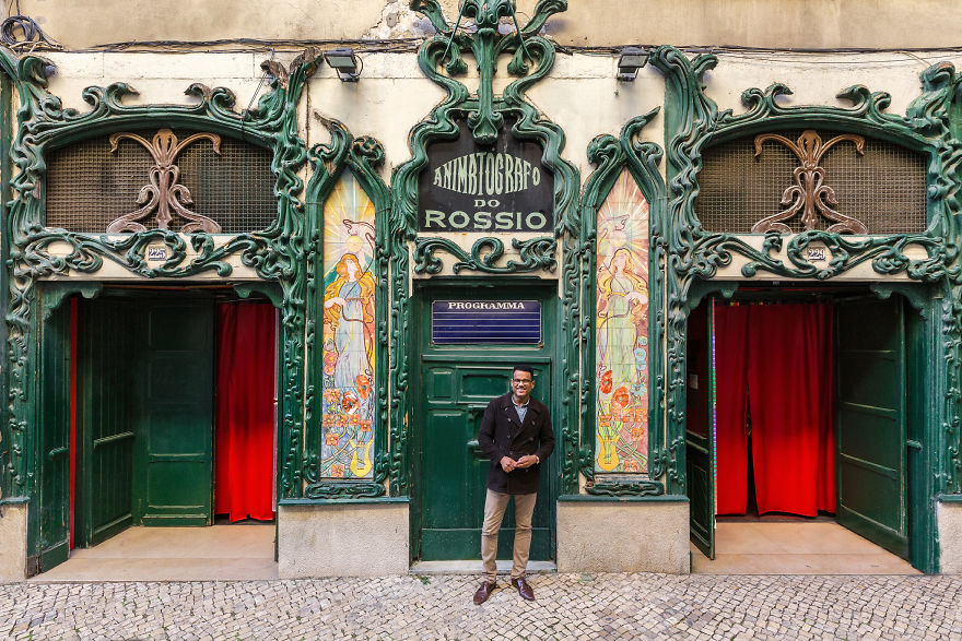 Manager José Antonio Almeida Poses At The Entrance Of His Business