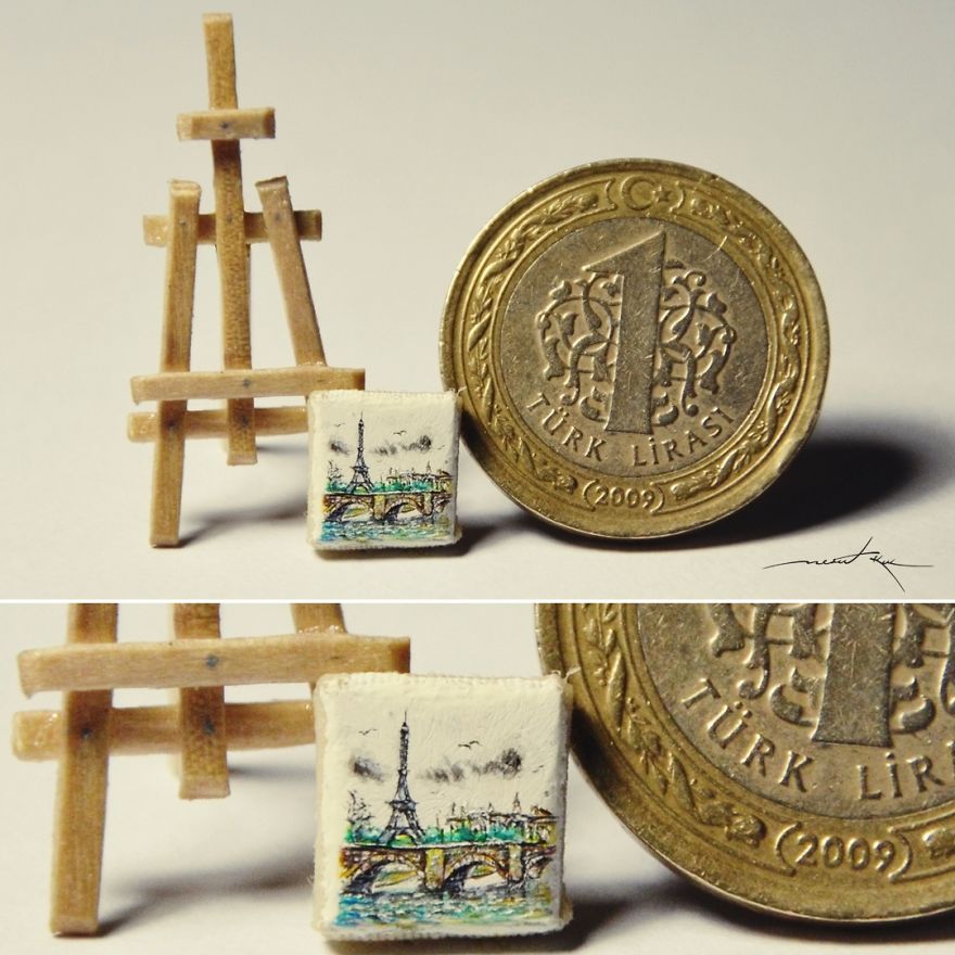 You Might Need A Magnifying Glass To See All The Details In Micro Art Painting