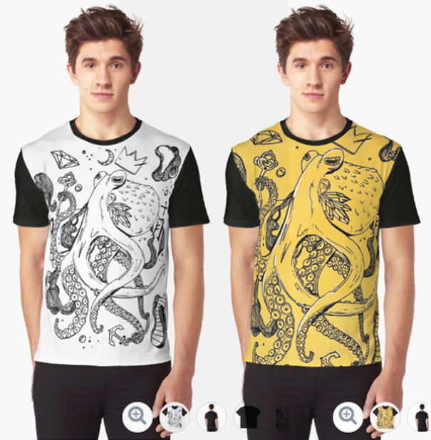 Symbolic Royal Octopus Drawing Created With An Ink Pen