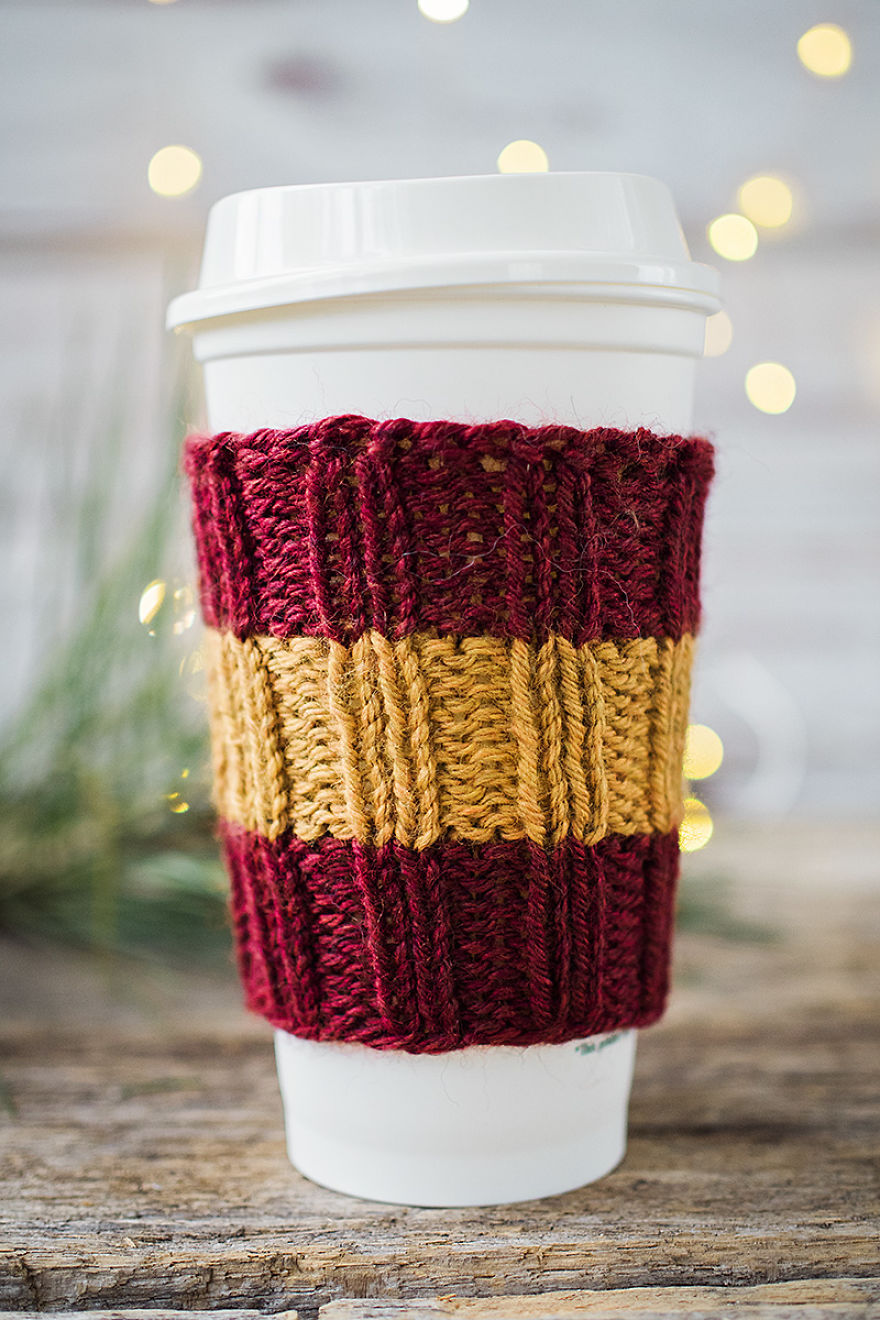 I Designed Knitted Coffee Cup Cozies To Show My Love For Hogwarts