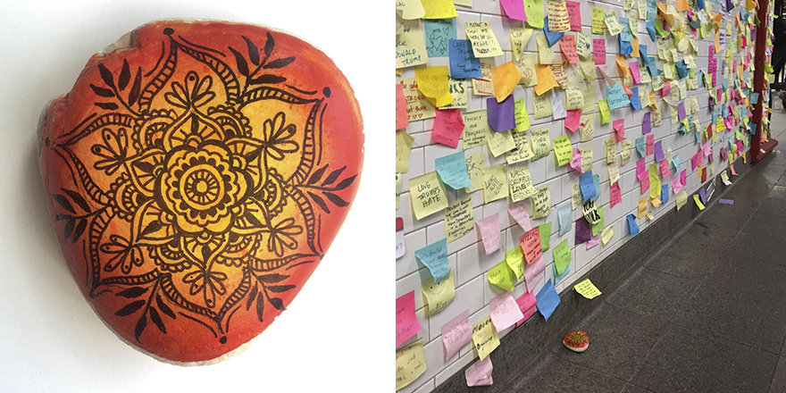 Mandala Rock Left At New York Subway Station's "Therapy Wall"