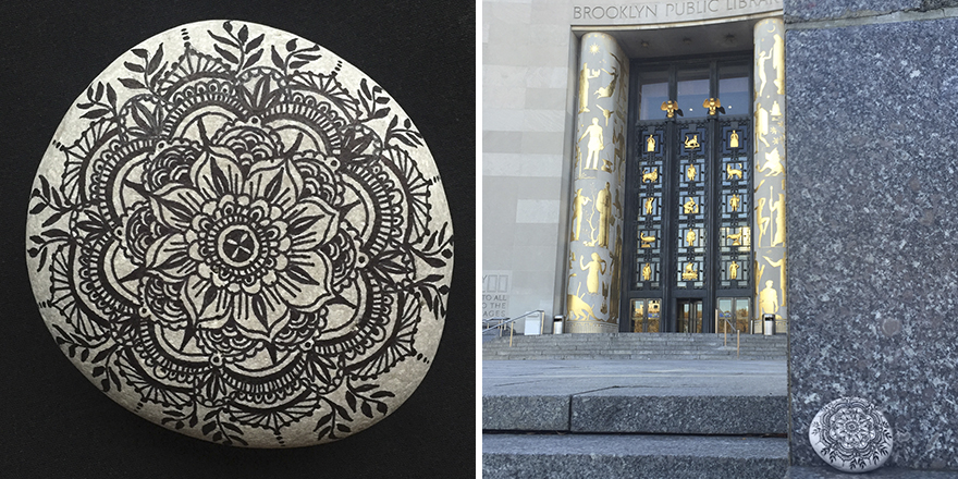 Mandala Rock Left At Brooklyn Public Library In New York