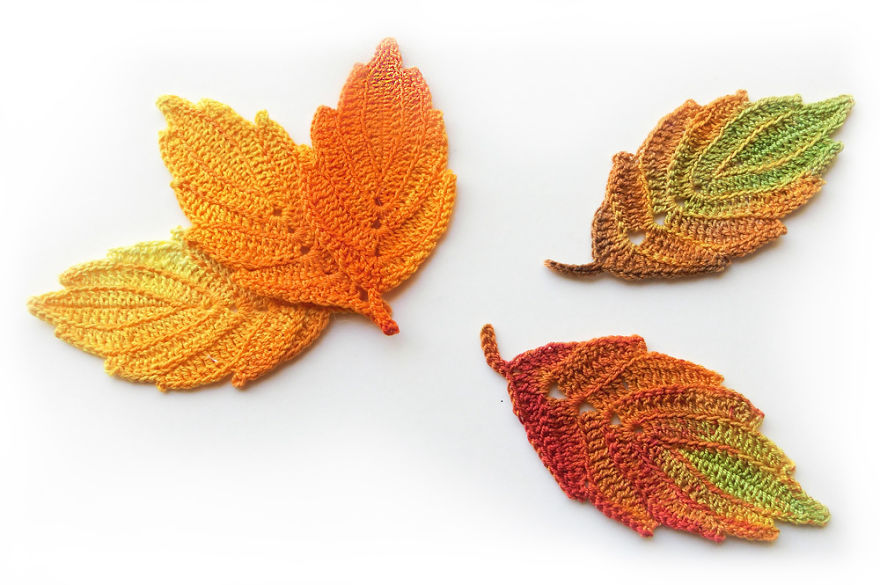 I Create Crochet Autumn Leaves And Paint Them By Hand