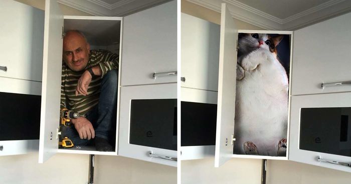 Contractor Gets In The Cabinet To Prove Its Sturdiness, Sparks Hilarious Photoshop Battle