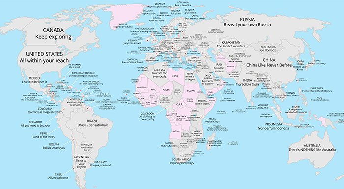 Map Reveals Every Country’s Tourism Slogan