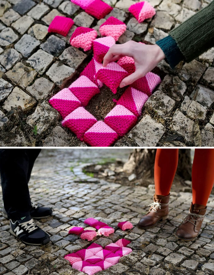 Cracked Sidewalk Repair With Knitted Bricks