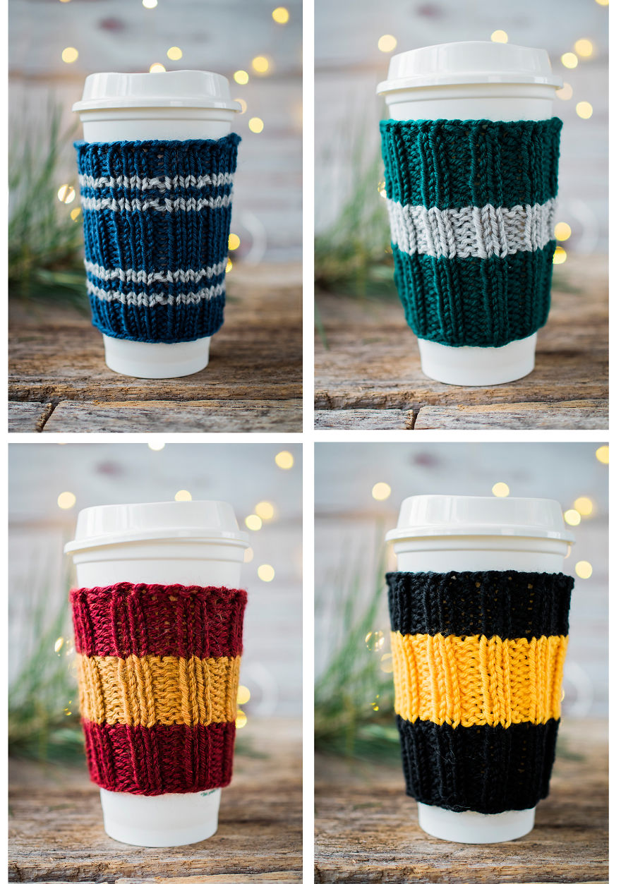I Designed Knitted Coffee Cup Cozies To Show My Love For Hogwarts