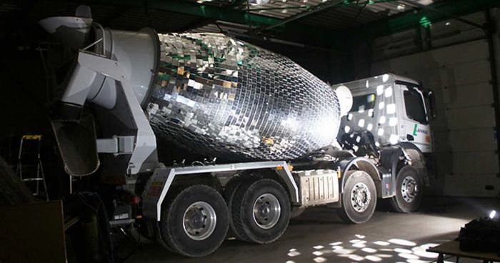 Artist Turns A Cement Mixer Into A Giant Disco Ball, And You Have To See It In Action