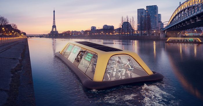 Floating Gym In Paris Uses Human Energy To Sail Down The Seine River