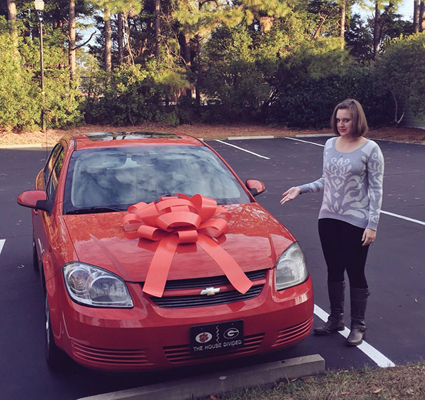 Couldn't Afford To Get My Wife A Lexus For Christmas So I Got Her One Of Their Bows Instead And Put It On Her Car