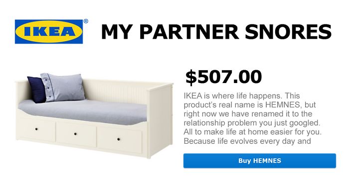 IKEA Renames Products After Most Googled Relationship Problems (101 Pics)