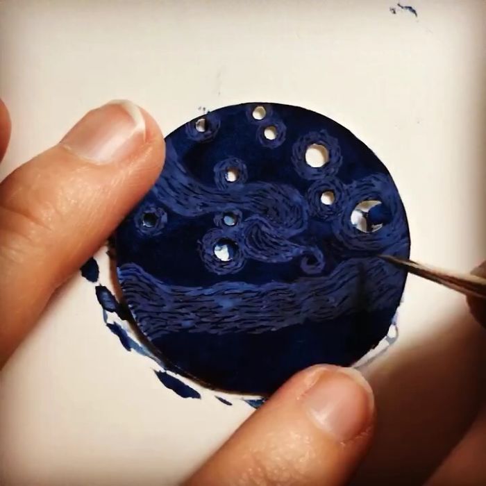 I Created A 'Starry Night' Miniature Painting Inside A Vintage Pocket Watch