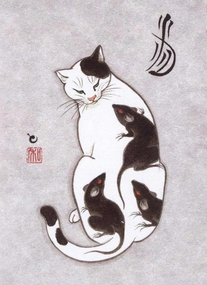 japanese-tattoo-paintings-monmon-cats-kazuaki-horitomo-11 japanese-tattoo-paintings-monmon-cats-kazuaki-horitomo-11