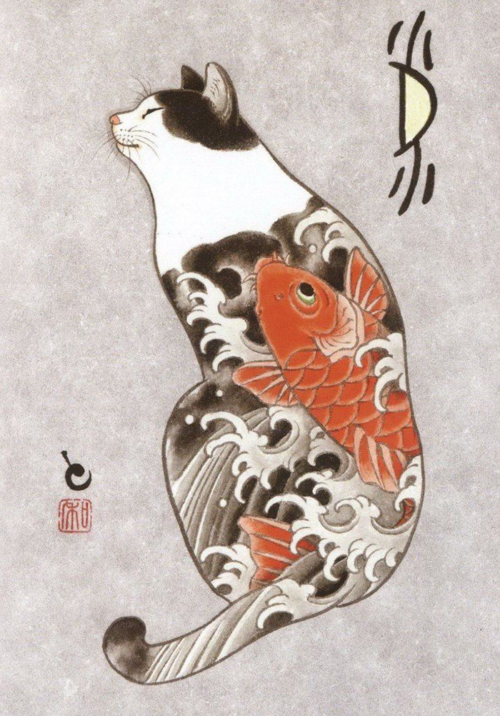 japanese-tattoo-paintings-monmon-cats-kazuaki-horitomo-30 japanese-tattoo-paintings-monmon-cats-kazuaki-horitomo-30