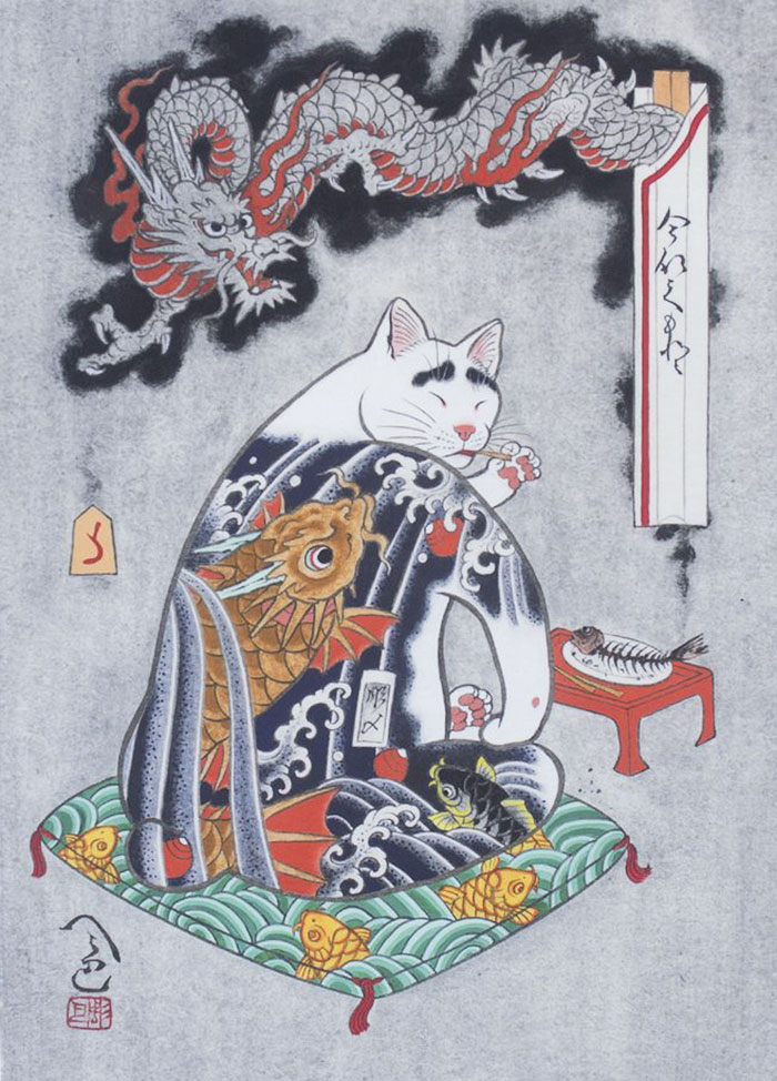 japanese-tattoo-paintings-monmon-cats-kazuaki-horitomo-41 japanese-tattoo-paintings-monmon-cats-kazuaki-horitomo-41