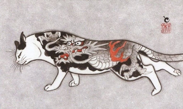 japanese-tattoo-paintings-monmon-cats-kazuaki-horitomo-8 japanese-tattoo-paintings-monmon-cats-kazuaki-horitomo-8
