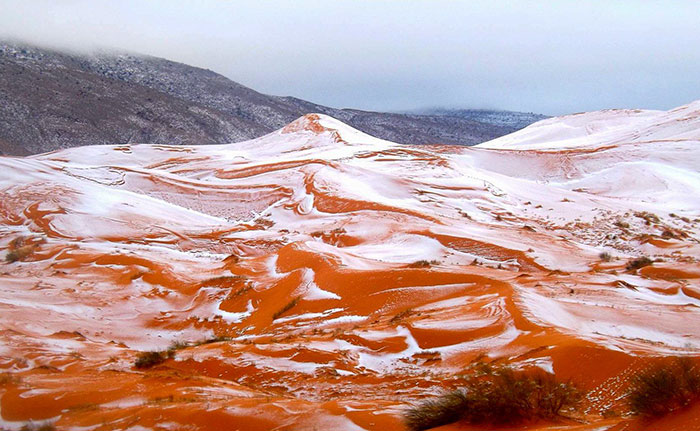 Nieva en el Sáhara por primera vez en 37 años