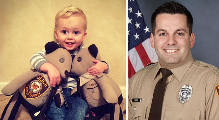 Son Of Cop Killed In Line Of Duty Receives Teddy Bears Made From His Uniform